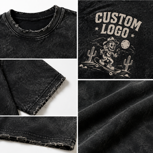 T-shirt Homme Personnalisé en Gros, Coton Premium 240 GSM, Effet Délavé Vintage, Coupe Oversize, Imprimé Graphique, Style Streetwear - Product Image 4