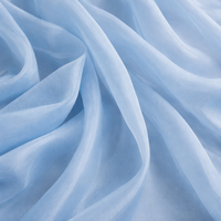 Abaya en organza de soie bleu ciel uni |   Robe de soirée élégante plissée scintillante, coupe droite, taille naturelle, longueur ras du sol |   Premium Layered