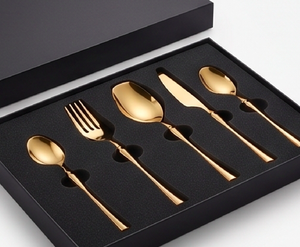 Elegant Gold Flatware Set With High <b>Mirror</b> Polish Dishwasher Safe Metal Handle Design For Wedding And Tableware Use - Product Image 6