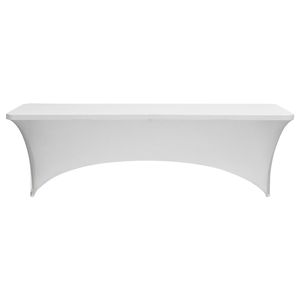 Set di 6 Copritavoli Rettangolari Bianchi in Spandex da 8 Piedi, Lavabili, Antipiega, Elasticizzati per Eventi, Cocktail e Banchetti - Product Image 1