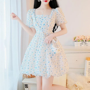 Vestido Casual de Gasa para Mujer, Tallas Grandes, Cuello Cuadrado Sencillo, Manga Corta, Largo hasta la Rodilla, Transpirable y Ecológico, Venta al por Mayor - Product Image 3