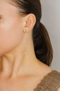 Boucles d'oreilles filées en perles, délicates, longues, à enfiler, minimalistes, cadeau pour demoiselle d'honneur, en argent sterling 925 plaqué or 14 carats - Product Image 5