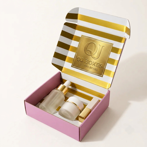 Boîtes d'expédition cosmétiques en carton ondulé rose, emballage pour envoi de cosmétiques avec votre propre logo - Product Image 2