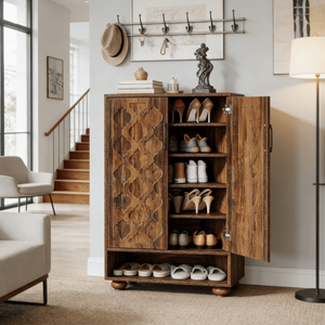 Mobile Portascarpe Moderno in Legno Massello con Ripiani Regolabili, Arredamento per Soggiorno ad Alta Resistenza per Uso Domestico - Product Image 6