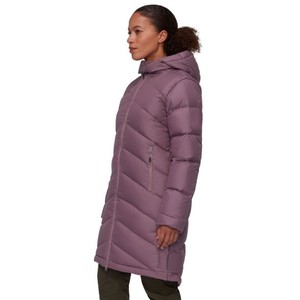 Veste d'hiver longue matelassée en tissu teint avec capuche, manches longues, fermeture éclair, couleur unie, extérieur en polyester, épaisse et chaude - Product Image 4