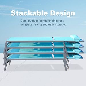 Set di 3 Chaise Longue da Patio in Alluminio Blu Lago, Sedie Reclinabili Regolabili per Piscina con Poggiatesta in Textilene - Product Image 5