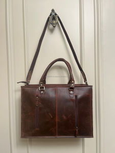 Large Western Concealed Carry Tooled Leather Briefcase <b>Laptop</b> Shoulder Handbag Brown <b>Hand</b> Tooled Tote <b>Bag</b> Genuine Leather Purse - Product Image 5