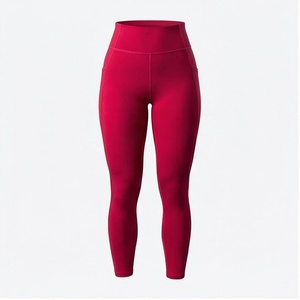 High Waist Full Length Yoga <b>Leggings</b> Solid Color With <b>Pockets</b> Four-Way Stretch Seamless Design For Women - Product Image 1