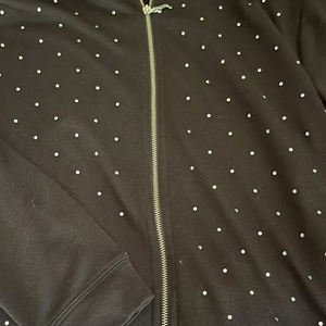 Ensemble de sweats à capuche personnalisables avec strass, noir uni, zippé, 500 g/m², décontracté, avec logo personnalisable, sweat à capuche bling - Product Image 6