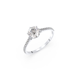 Bague de fiançailles solitaire classique REYES à coupe ronde en argent sterling 925, moissanite certifiée GRA, bagues de promesse de mariage pour elle - Product Image 1