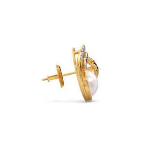 Pendientes de Diamantes con Diseño Floral en Forma de Arco y Piedra Blanca Grande en el Centro - Product Image 3