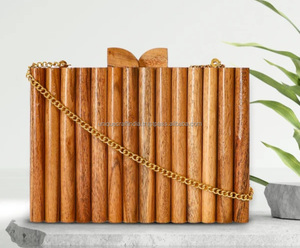 Grace Handcrafted Eco-Luxe Embrague bordado de madera Accesorios de bambú Premium Lady Style Portable con detalles atemporales - Product Image 4