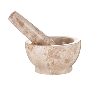 Mortero y Pilón de Mármol Natural, Triturador Manual de Cocina - Product Image 2