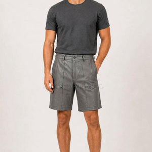 OEM ODM Custom Men Leather Jorts Loose Fit <b>PU</b> Leather jorts With Cargo Pockets Factory Wholesale Supply - Product Image 3
