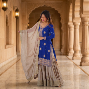 Traje Salwar Bordado de Moda con Dupatta, Ropa Tradicional India y Pakistaní para Bodas, para Mujer, Corte Regular - Product Image 1