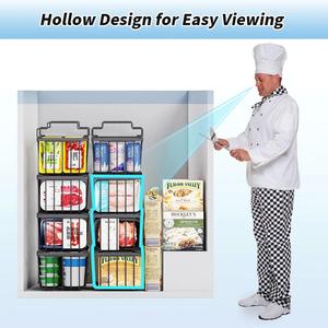 Panier de rangement moderne en métal noir avec poignées, organisateur durable pour placard et armoire - Product Image 3