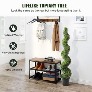 Albero Topiario Artificiale di Bosso a Spirale Alto 60 Pollici con Foglie Extra e Vaso, Set da 2 Pezzi - Product Image 2