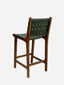 Premium Solid Teak Bar Chair with Woven <b>Leather</b> Seat Wooden Bar <b>Stool</b> for Restaurant Hotel and Cafe - Product Image 4