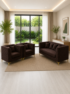 Ensemble de canapés modernes 211 Piramid, deux places, dossier capitonné, accoudoirs rembourrés, pieds en acier inoxydable, meubles de salon en tissu - Product Image 3