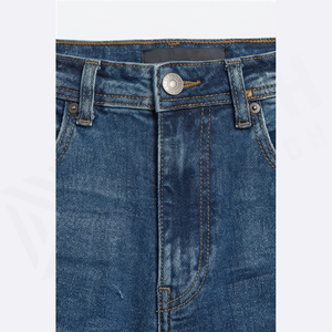 Jean en denim délavé coupe droite slim pour homme, taille mi-haute, en coton, style décontracté automne - Product Image 6