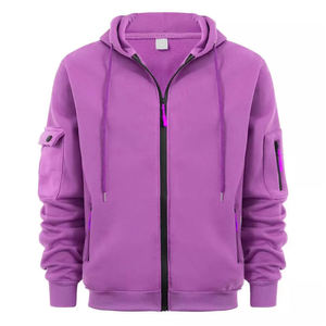 Fashion Wear Custom Logo Zipper Style Hoodies Men 100% Cotton Plain Full Zip Us Hoodies for Men - Product Image 4