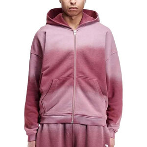 Conjunto de Sudadera con Capucha y Pantalones Cortos para Hombre, Color Sólido, Efecto Desgastado, con Cierre, Estilo Urbano, Transpirable, Hombros Caídos - Product Image 4