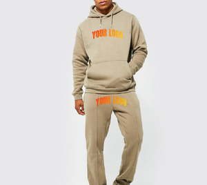 Men's Hoodie Sweatpants <b>Set</b> Casual Cotton French Terry Breathable Winter Wear Front Logo Print Customizable Design Streetwear - Product Image 5