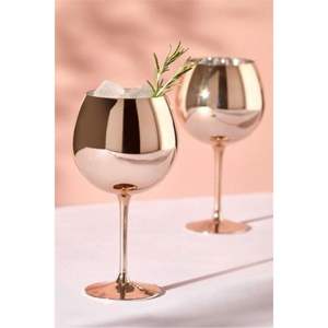 Verre à vin métallique rose doré de luxe, gobelet en acier inoxydable, coupe à cocktail électroplaquée, articles de bar pour fêtes, vaisselle, cadeau, vente en gros - Product Image 1