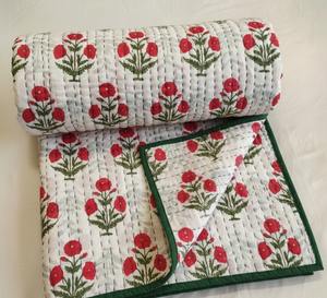 Colcha Kantha de Algodón con Estampado Floral Buti Hecha a Mano, Venta al por Mayor, Fabricante y Exportador Indio - Product Image 5