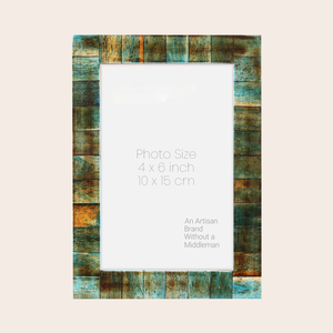 Marco de fotos con incrustaciones de hueso en blanco y negro |   Marco Decorativo Moderno Hecho a Mano - Product Image 4