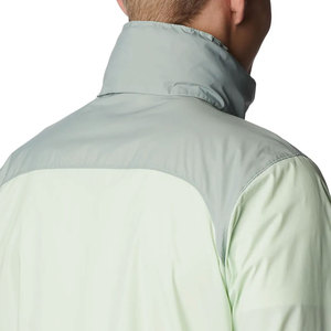Men's <b>Light</b> Green Color Blocking Hooded Rain <b>Jacket</b> <b>Waterproof</b> Casual Style Regular Fit Zipper Closure Polyester Shell - Product Image 5