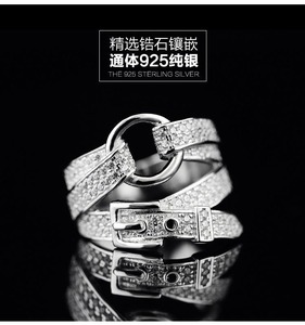 <b>925</b> Sterling <b>Silver</b> <b>Ring</b> <b>Ring</b> Belt Buckle Inlaid <b>with</b> Diamond <b>Ring</b> Korean Jewelry Wholesale Matching Single Products - Product Image 2