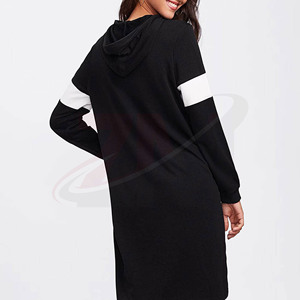 Robe tricotée à capuche pour femme, manches longues, color block, style décontracté, 100 % coton respirant, collection automne, vente en gros - Product Image 4