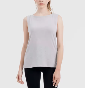 Camiseta sin mangas gris claro para mujer, lisa, con logo personalizado, suave, transpirable, ajustada, informal, al por mayor OEM - Product Image 1