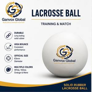 Ganvox Global Lacrosse <b>Ball</b> 63mm Solid Rubber Training Match White Yellow Orange Punjab - Product Image 1