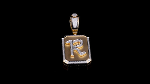 Colgante de Diamante Cultivado en Laboratorio con Inicial Personalizada “R” en Oro Rosa |   Joyería Personalizada con Letras |   Colgante para Hombre - Product Image 6
