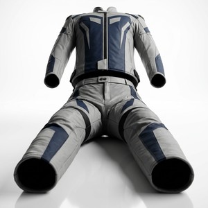 Men's Full Sleeve Leather Motorcycle <b>Racing</b> Suit Gray Blue Color Blocked Windproof All Seasons Wear - Product Image 6
