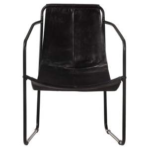 Fauteuil ergonomique en cuir véritable noir avec structure en fer, idéal pour le salon, doté de fonctions relaxantes - Product Image 2