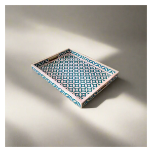 Handmade Eco-Friendly Wood Serving Tray with Bone Inlay Contemporary Design by Skilled Artisans for <b>Coffee</b> <b>Table</b> - Product Image 2