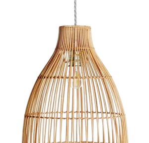 Abat-jour en rotin personnalisé en forme d'entonnoir, couvercle de lampe suspendue en bambou à rayons ouverts, abat-jour rustique E27 évasé pour lustre suspendu au plafond - Product Image 1