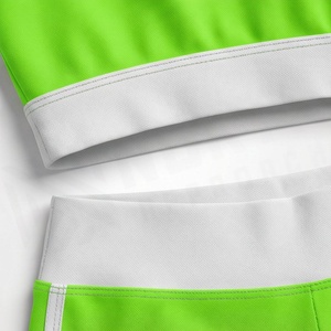 Women's 2 Piece Sports Set Green Solid High Waist Shorts and Racerback Crop Top Quick Dry Knitted Activewear Spring Summer Wear - Product Image 5