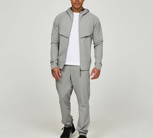 Conjunto Deportivo para Hombre, Chaqueta con Cremallera de Manga Larga y Pantalones, Color Sólido, Transpirable, Corte Regular, Ropa Deportiva Informal para Gimnasio, Fitness y Entrenamiento - Product Image 1