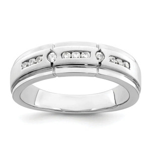 White Gold Channel <b>Set</b> Lab Grown Diamond <b>Men</b>’s Wedding Band <b>Ring</b> - Product Image 1
