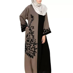 Abaya élégante et modeste pour femmes, en mousseline de soie, brodée, 100% soie, tenue de cérémonie pour les détaillants de luxe et les marchés internationaux - Product Image 2