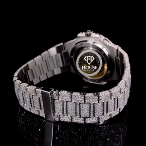Reloj de Lujo para Hombre con Caja Cuadrada Analógica, Correa de Acero Inoxidable y Diamantes Moissanite Redondos con Corte Brillante VVS - Product Image 3
