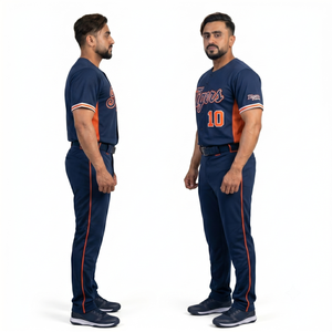 Maillot de baseball Henley en maille 100 % polyester de qualité supérieure à deux boutons, logo personnalisé, uniforme pour équipes universitaires, OEM - Product Image 3