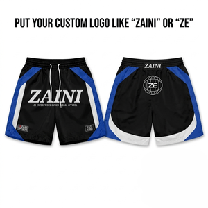 Shorts coupe-vent pour hommes 160g Polyester/Nylon Décontracté Taille mi-haute Fermeture à cordon Logo personnalisé imprimé en sérigraphie sur le devant Noir - Product Image 1