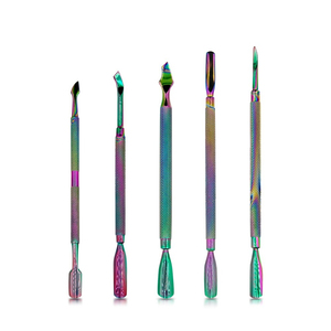 Pousse-cuticules et coupe-peaux mortes en acier tungstène arc-en-ciel pour manucure et soin des ongles, outil de nettoyage des rainures - Product Image 3