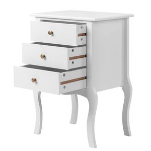 Comodino Smart in Legno Massello Stile Europeo con Tre Cassetti per Camera da Letto o Appartamento in Bianco - Product Image 6