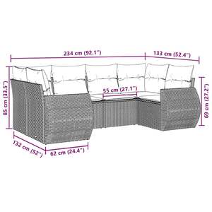 Ensemble de canapés de jardin noir et blanc crème - Product Image 3